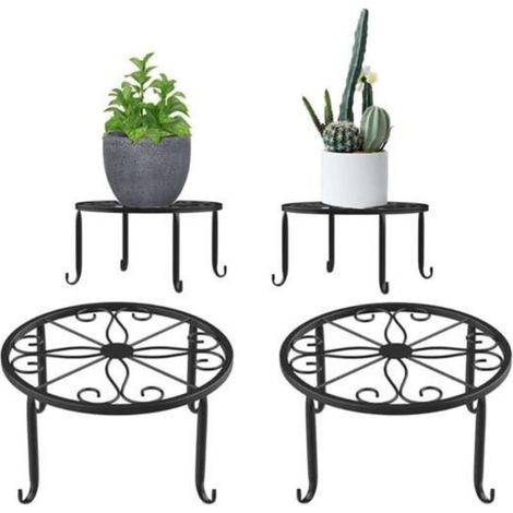 2 Metal Flower Pot Holders, Plant Stand Rack for Garden, Round Garden Table, Flower Pot Table
