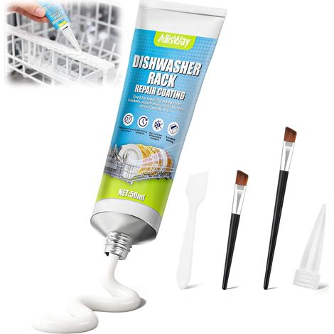Revêtement Réparation Panier Lave-Vaisselle, Étanche et Antirouille, Blanc  Mastic Acrylique Blanc, Résistant à la Chaleur, pour Réparer les Paniers de Lave-vaisselle Endommagés et Rouillés, 50ml (1/5)
