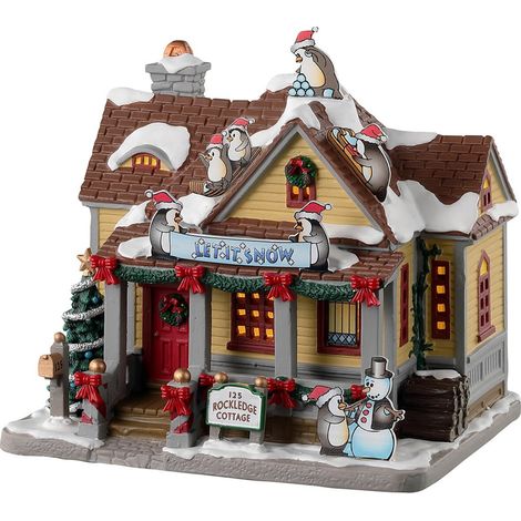 Decorazione "Rockledge Cottage" per Villaggio di Natale e presepe, in Porcellana da h 14 cm