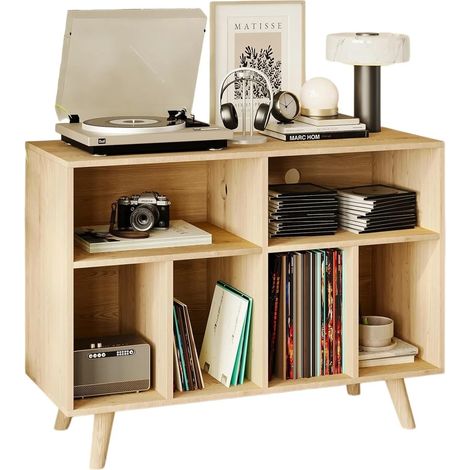 Estantería de almacenamiento para tocadiscos, expositor para plantas, mueble organizador abierto para el hogar (1/5)
