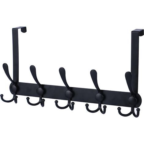 Crochets de porte - porte-manteaux pour suspendre vêtements, chapeaux et serviettes - robuste - noir - 1 pièce (1/5)