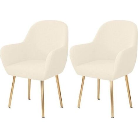 Housse de chaise élastique avec accoudoirs, amovible, lavable, en élasthanne doux, pour chaise de bureau – Beige – 2 pièces (1/4)