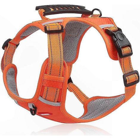 Harnais réfléchissant pour chien avec poignée de contrôle et gilet de sécurité intégré, matériau respirant, jaune, taille ST (1/5)