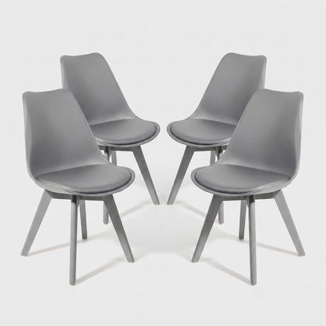 Juego de 4 sillas de cocina de polipropileno gris Smart Full Grey