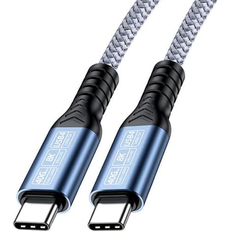 Câble de données USB4 USB-C vers USB-C, 40 Gbit/s, 240 W PD, DP1.4 8K à 60 Hz, gaine en nylon tressé, compatible Thunderbolt 4/3 et USB 3.2/3.0, gris, 1,5 m (1/5)