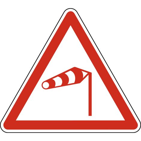 Panneau de signalisation danger - Vent latéral - Triangulaire - Gamme Bretagne - Classe 1 - 700mm