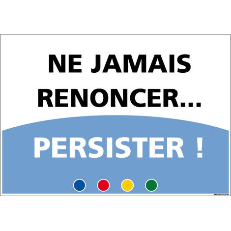 SIGNALETIQUE DE MOTIVATION - NE JAMAIS RENONCER (D1007) - Adhésif - 300 x 210 mm