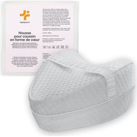 Taie d'oreiller - INPHYSIO - Cœur - Coton - Ergonomique - 26x16 cm - Blanc