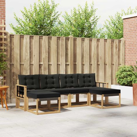 vidaXL Outdoor-Sofagarnitur mit Kissen 6 pcs Weiß und Schwarz (1/5)