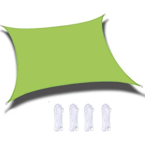 Tela de sombra rectangular de 2 x 2 metros, impermeable y resistente a los rayos UV, con cordón ajustable, para jardines, patios y camping - Verde (1/5)