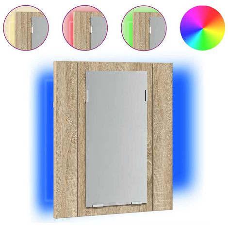 Armoire à miroir LED de bain Chêne sonoma 40x12x45 cm Acrylique (1/5)