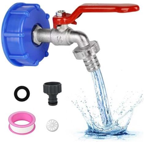 1000L Tank Tap 1/2" Aluminum Alloy Tank Adapter, 1000 Liter Tank Fitting, S60X6 IBC Garden Tap with Brass Garden Adapter (1/5)