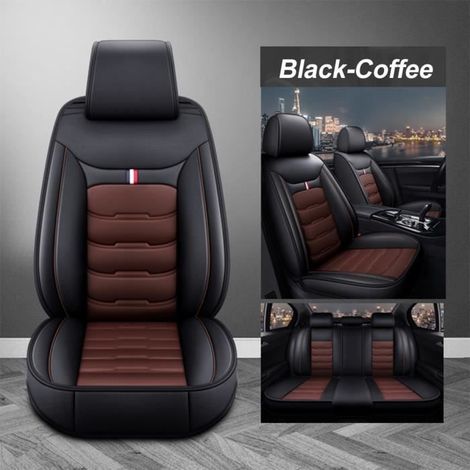 Housse de siège de voiture - MOMOTOU - Simple avant - Cuir PU - Noir rouge - Universelle (1/4)