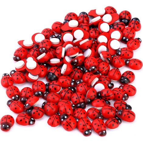 Lot de 100 autocollants muraux en éponge coccinelle en bois, décoration artisanale pour enfants, stickers muraux pour chambre. (1/5)