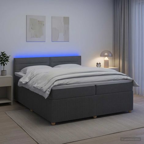 Cama box spring con colchón Gris oscuro 200 x 200 cm Tela (1/5)