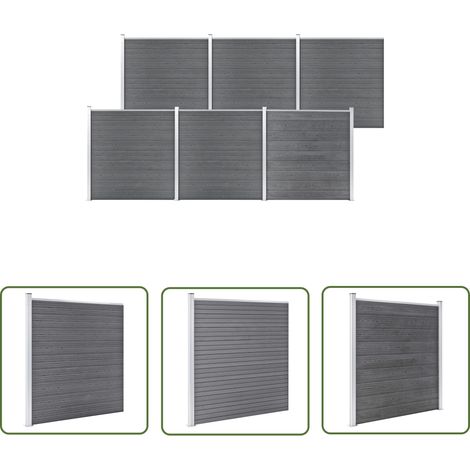The Living Store Clôture de jardin WPC 1045x186 cm Gris - Clôture De Jardin - Clôture Résidentielle - Clôture WPC - Clôture Composite - Panneau De Clôture (1/5)