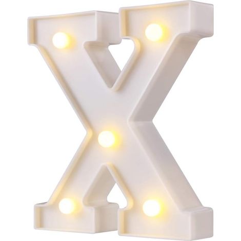 LED Chapiteau Lettre Lumières 26 Alphabet Lettres Lumineuses Signes Parfait pour la Décoration De Bar De Fête De Mariage (Blanc X)-Fei Yu (1/5)