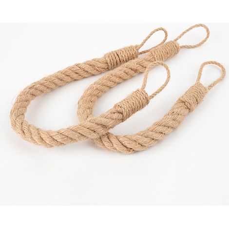 Juego de 2 alzapaños para cortinas con cuerda de cáñamo trenzada decorativa, hechos a mano (caqui, 2)