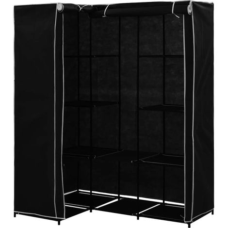 Garde-robe d'angle Design moderne, Armoire Etagère de rangement, Noir 130x87x169 cm OIB1750E (1/5)