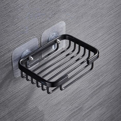Seifenablage für Badezimmer, wandmontierter Abtropfkorb aus Edelstahl für Dusche und Bad – selbstklebend, für Duschwaschbecken, Seifenstück, Schwamm und Seifenkorb (Schwarz) (1/5)