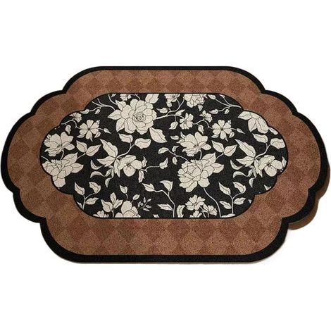Tapis de bain vintage à fleurs, forme irrégulière, adapté pour la salle de bain, la douche, l'entrée, intérieur et extérieur (5080 cm)