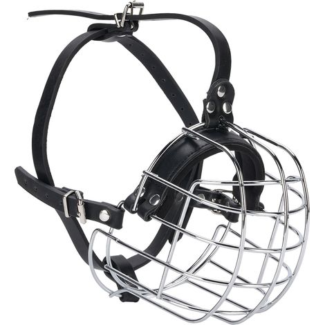 Muselière métallique pour chiens avec attaches PU – Sécurité anti-bites et respirable pour chiens de taille moyenne à grande – 1 unité