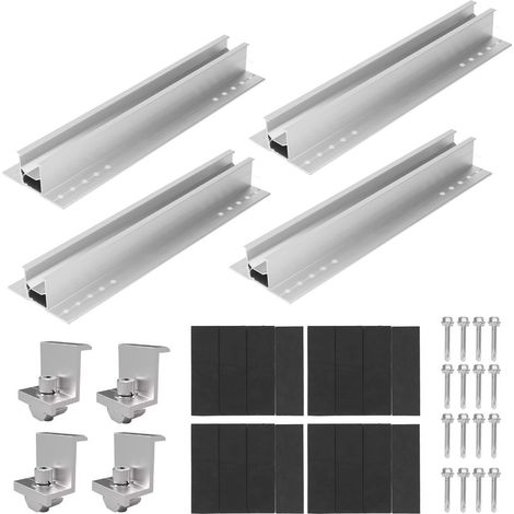 Kit de support pour panneau solaire 4 pièces en alliage d'aluminium 300mm, résistant à la corrosion, pour installation sur toiture. (1/5)