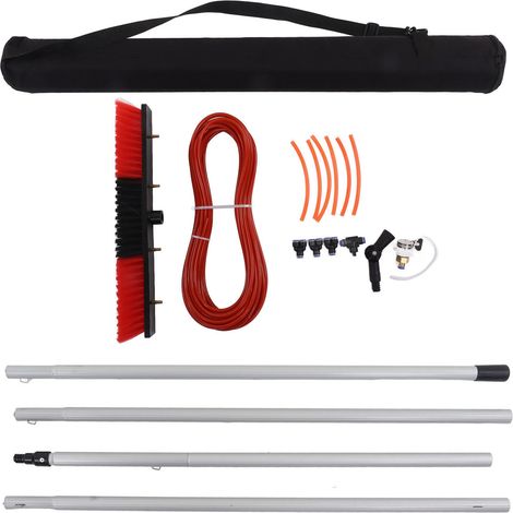 Lanceur de brossage à eau en alliage de titane facile à utiliser, kit de perche pour nettoyage de vitres et panneaux solaires, perche de 4 m avec brosse à eau de 50 cm (1/5)