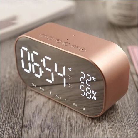 Radio réveil Bluetooth Haut-parleur FM avec thermomètre et fonction d'appels mains libres (1/4)