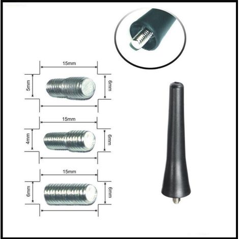 Universelle Sport-Kurzantenne für FM/AM-Radio, 6,5 cm, für Auto, mit 3 verschiedenen Adaptern
