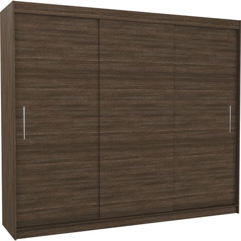 Les Tendances – Armoire de chambre 3 portes coulissantes marron 250 cm – Intérieur avec penderie et étagères réglables – Fabrication européenne – Garantie 5 ans (1/5)