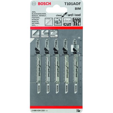 Bosch Stichsägeblatt T 101 AOF VE à 5 Stück Special for Laminate