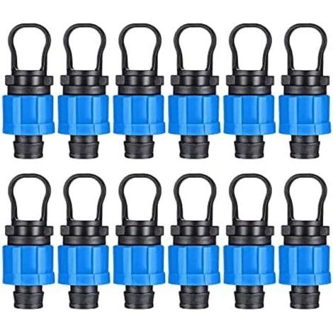 CSPARKV Lot de 12 bouchons d\'extrémité d\'irrigation goutte à goutte 1/2" Raccord universel Compatible avec les bandes goutte-à-goutte de 16 à 17 mm (1/5)