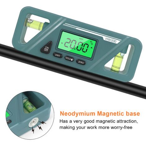 Digitaler magnetischer Neigungsmesser mit absoluter und relativer Messung, Neigungsumrechnung und hintergrundbeleuchtetem LCD-Bildschirm. (1/5)