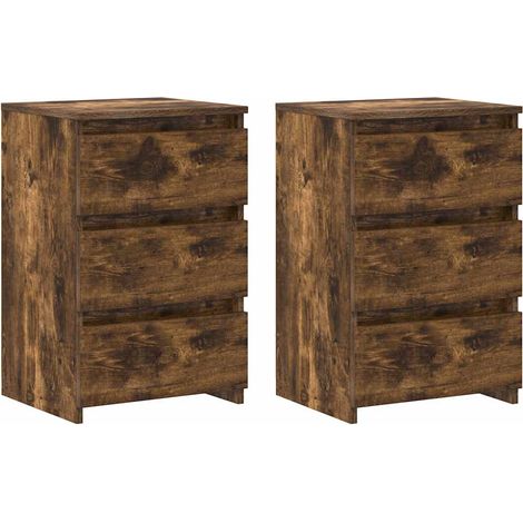 Maison Exclusive - Nachttische 2 Stk. Räuchereiche 40x35x62,5 cm