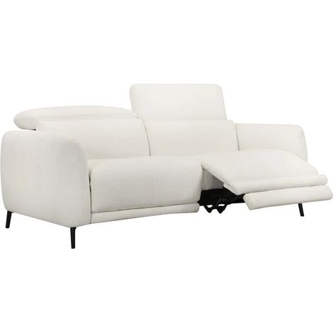 Canapé relax motorisé 3 pl en tissu chiné écru – JUNE (1/5)
