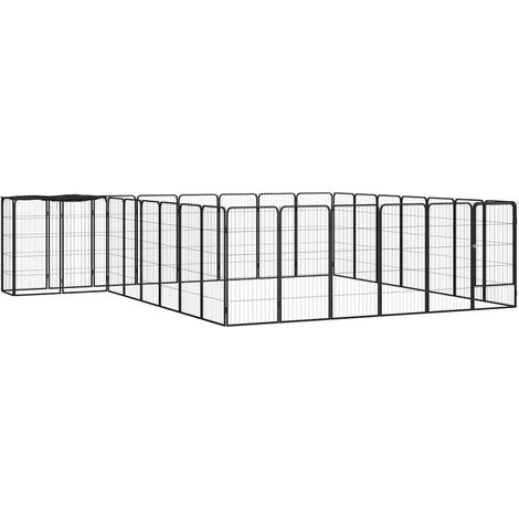 vidaXL Jaula perros 30 paneles acero recubierto polvo negro 50x100cm (1/5)