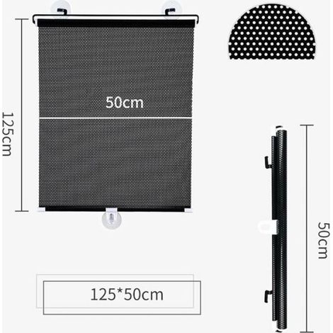 Rideau Balcon Rétractable 50x125cm, Ventouses Sans Percage, Protection UV Chaleur, Voile Fenêtre (1/5)