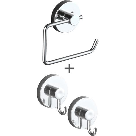 Porte-papier toilette WENKO Milazzo 3 pièces sans percer chromé support papier wc fixation sans percer salle de bain accessoires salle de bain vacuum-loc wenko crochet salle de bain sans perçage (1/5)