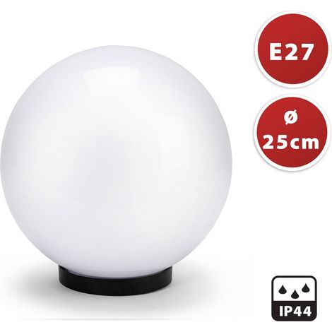 Plafonnier d'extérieur sphérique IP44 250mm – Diffusion 360° – Compatible ampoules LED E27 jusqu'à 60W – Matériau PMMA résistant – Velamp (1/5)