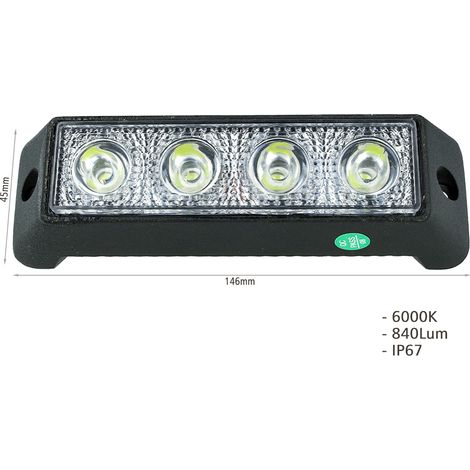 Fanale Luci Diurne A Led DRL Work Light Faro Da Lavoro 12V 24V 12W (4X3W) IP67 Bianco (1/3)