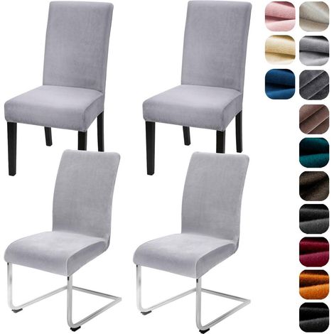 Samt Stuhlhussen 4er Set, elastisch, waschbar, für Esszimmerstühle (1/5)