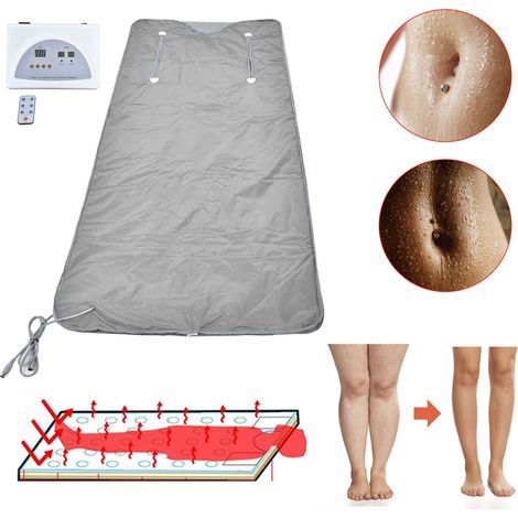 Cubierta para spa infrarrojo – Cubierta inteligente digital de 650 W – Cubierta portátil para spa para dieta, desintoxicación, salud y bienestar – Oxford/PU plateado – 180 x 80 cm – Enchufe estadounid (1/5)
