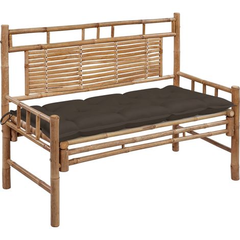 Gartenbank mit Auflage 120 cm Bambus