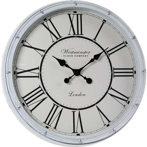OROLOGIO DA PARETE IN PLASTICA E VETRO CON NUMERI ROMANI 50X5 CM BIANCO (1/2)