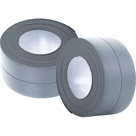 (2 pièces gris)Plinthe souple - Bande d'extrémité pour cuisine et salle de bain 38 mm 3,2 m, joint auto-adhésif, bande pliante flexible (1/5)