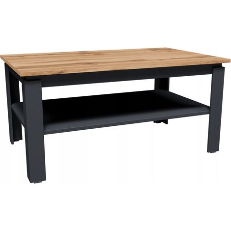 Mesa de centro CR3-STERN de 90 cm, color grafito-wotan, con estante para despacho.