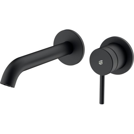 BERNSTEIN - Miscelatore lavabo a parete, acciaio inox, nero opaco, getto delicato e risparmio idrico - 6,7x6,7x17cm (LxAxP) - VIREO	Nero opaco