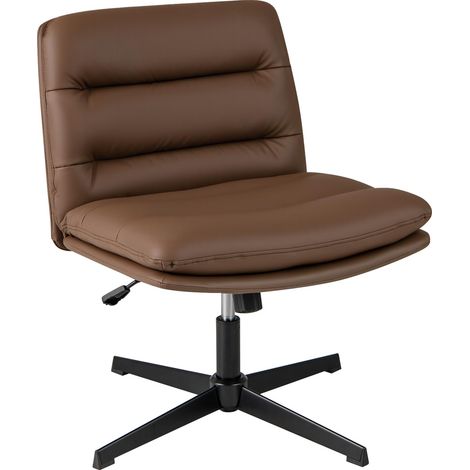 COSTWAY Sedia per Ufficio con Altezza Regolabile, Sedia Girevole con Base ad Incrocio, Sedile e Schienale Confortevoli, Sedia da Visitatori per Camera da Letto, Studio, Portata 150 kg (Marrone) (1/5)