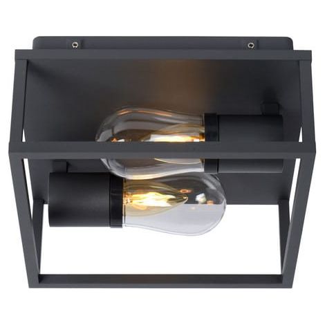 Plafoniera Lucide Carlyn nera alluminio 2xE14 IP54 (1/5)
